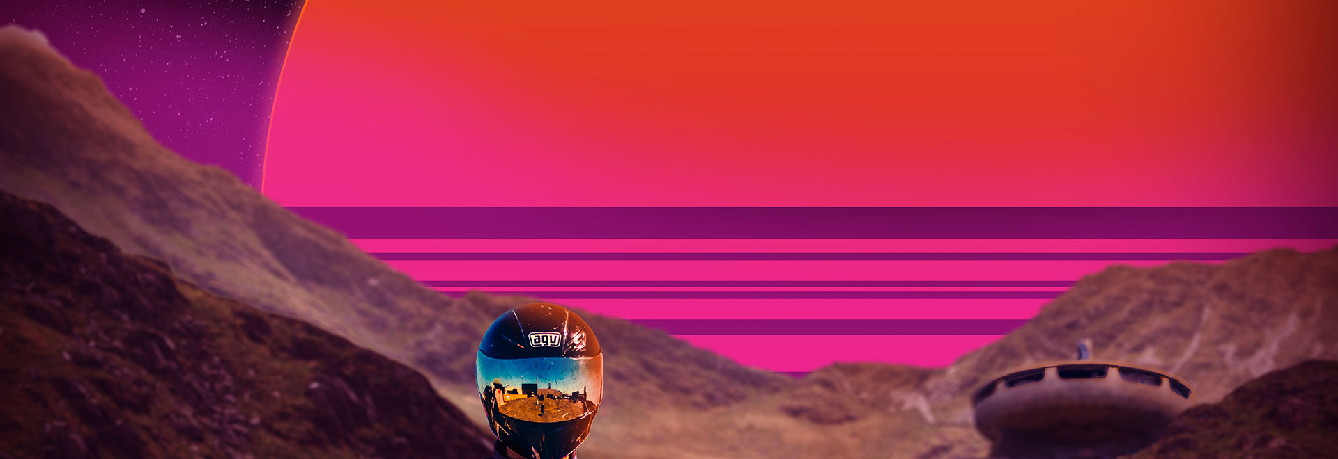 Retrowave biker head by Vancano