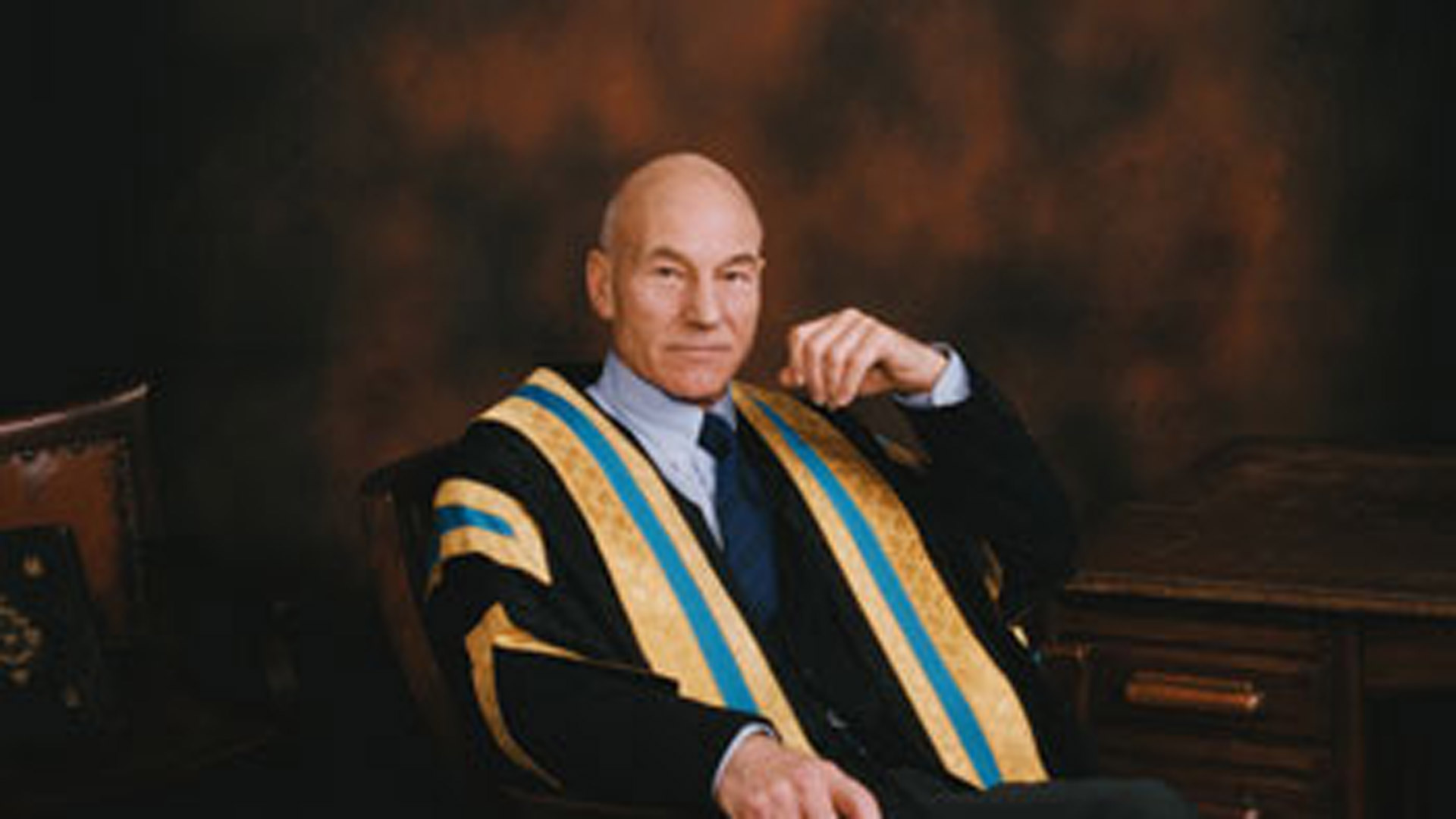 Sir Patrick Stewart as the Chancellor of the University of Huddersfield